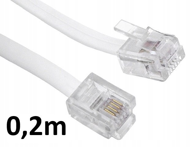 Przewód telefoniczny RJ11 - RJ11 biały 6P4C płaski kabel 0,2m