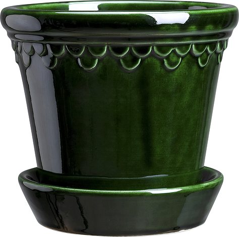 Bergs Potter Doniczka Københavner 12 cm zielona z podstawką szkliwiona KCG12S