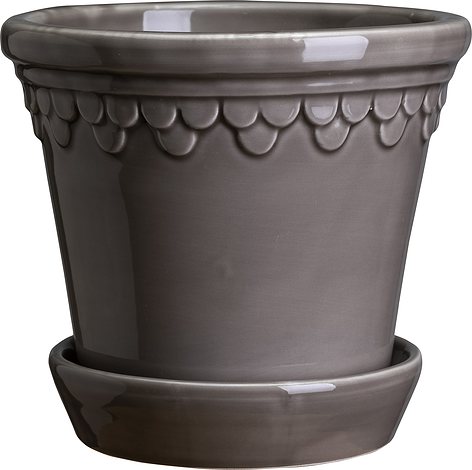 Bergs Potter Doniczka Københavner 12 cm szara z podstawką szkliwiona KCPG12S