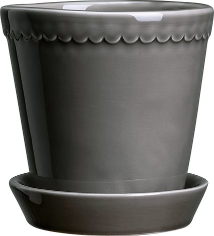 Bergs Potter Doniczka Helena 14 cm szara z podstawką szkliwiona HCPG14S