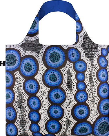 Torba LOQI Artist Kirsten Nangala Egan Dixon Water Dreaming niebieska z recyklingu