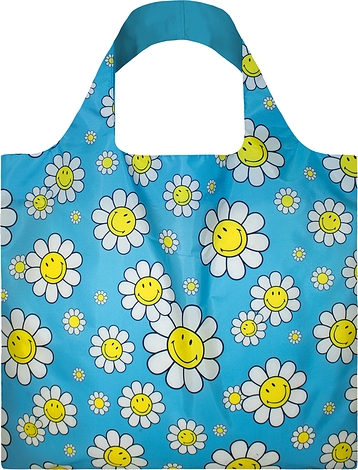 Torba LOQI Artist Smiley Flowers niebieska z recyklingu