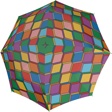Parasol automatyczny Modern.Art Long w kwadraty wielokolorowy