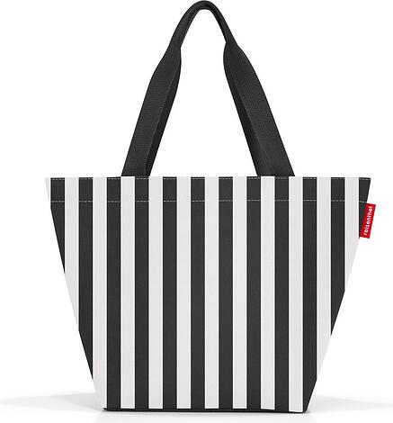 Torba Shopper w paski M czarno-biała z recyklingu