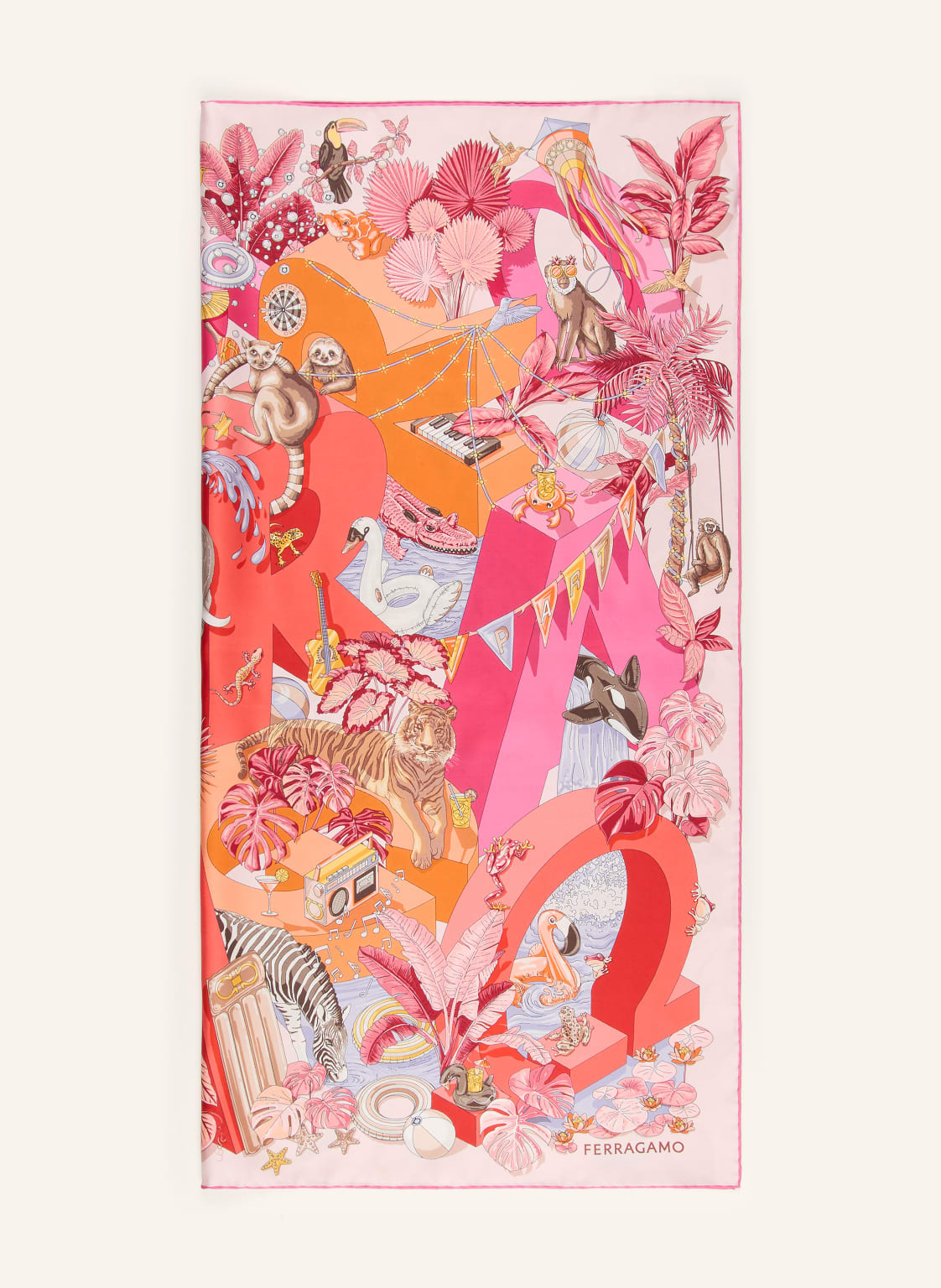 Ferragamo Szalik Jedwabny rosa