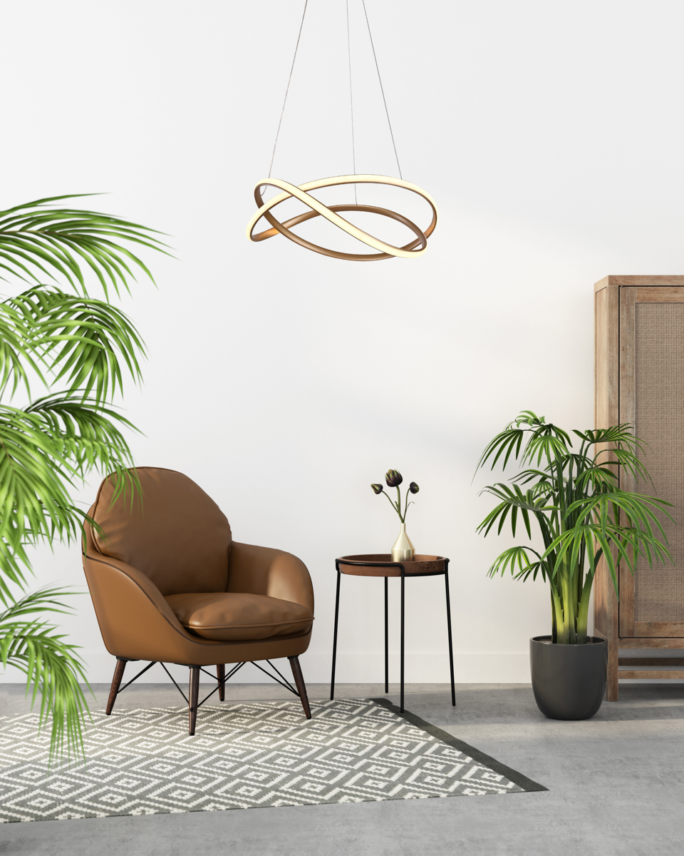 RUMIO nowoczesna lampa wisząca złota fi 50cm LED 40W CCT ITALUX PND-23917-GD