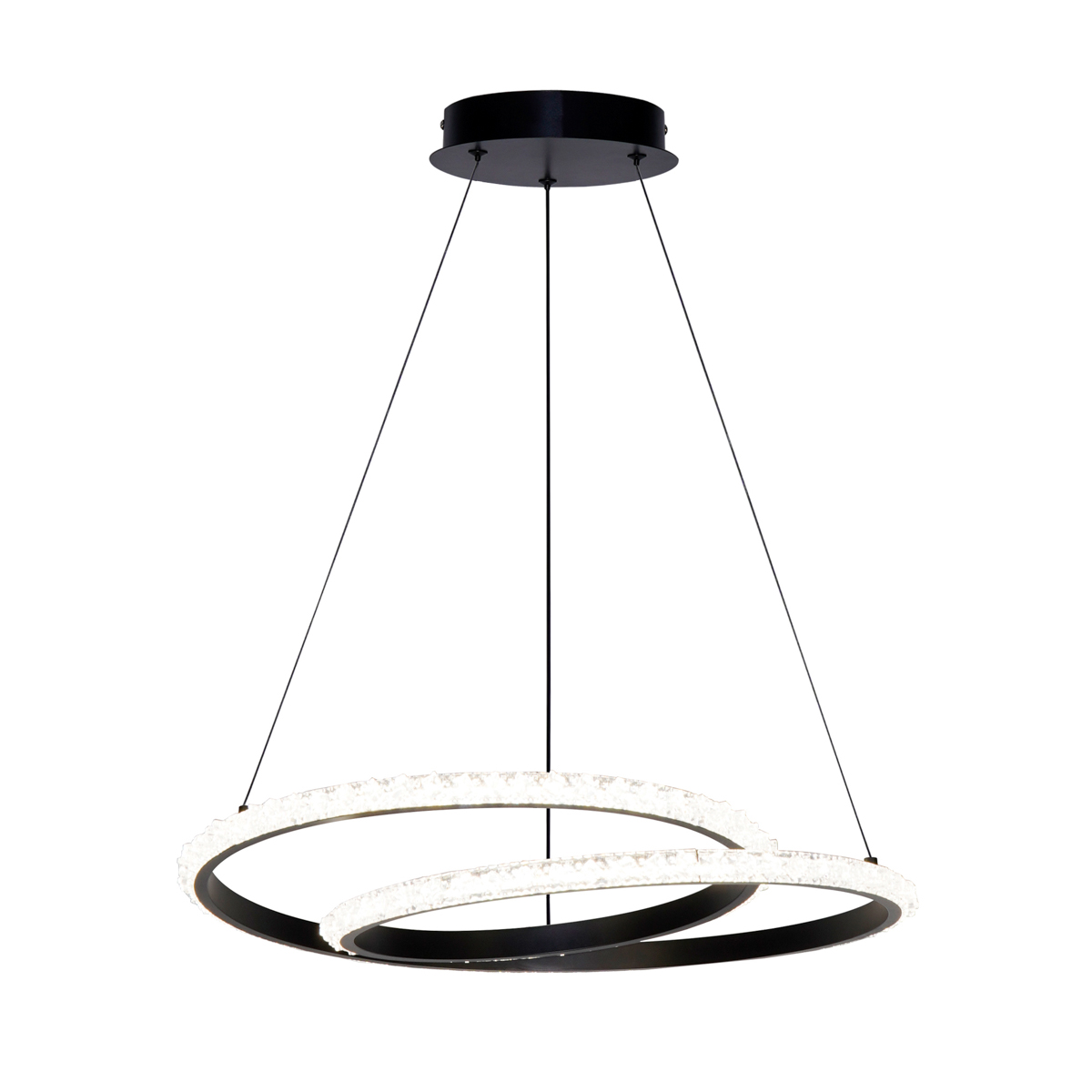 ZALTO lampa wisząca czarna fi 50cm klosz imitacja kryształu LED 32W CCT ITALUX PND-12436-BK