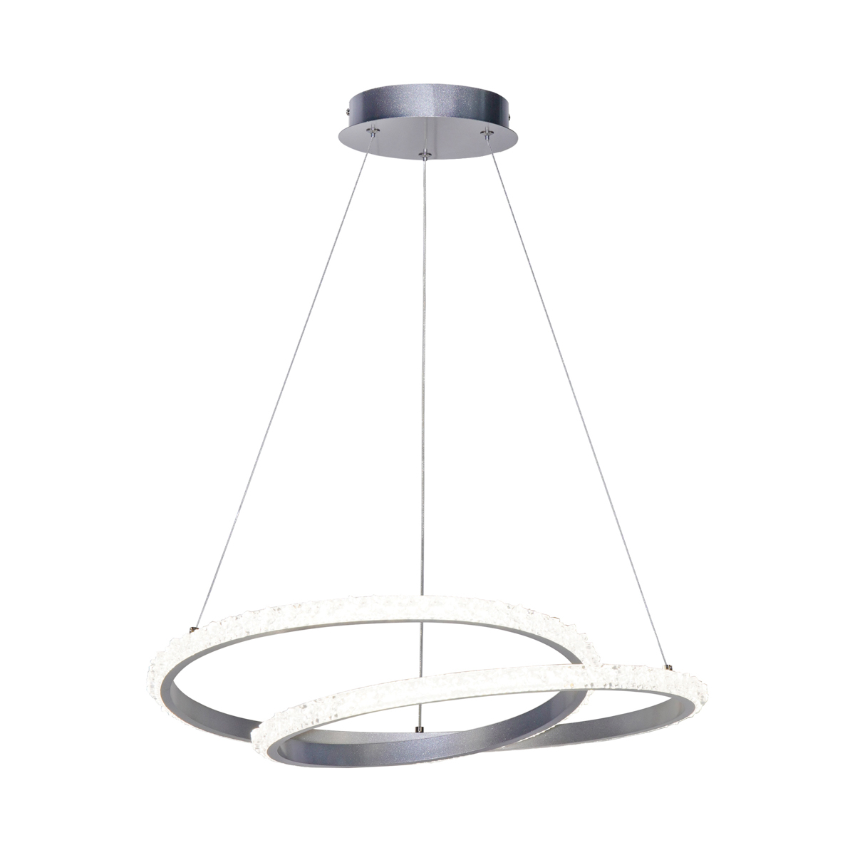 ZALTO lampa wisząca srebrna fi 50cm klosz imitacja kryształu LED 32W CCT ITALUX PND-12436-SILV