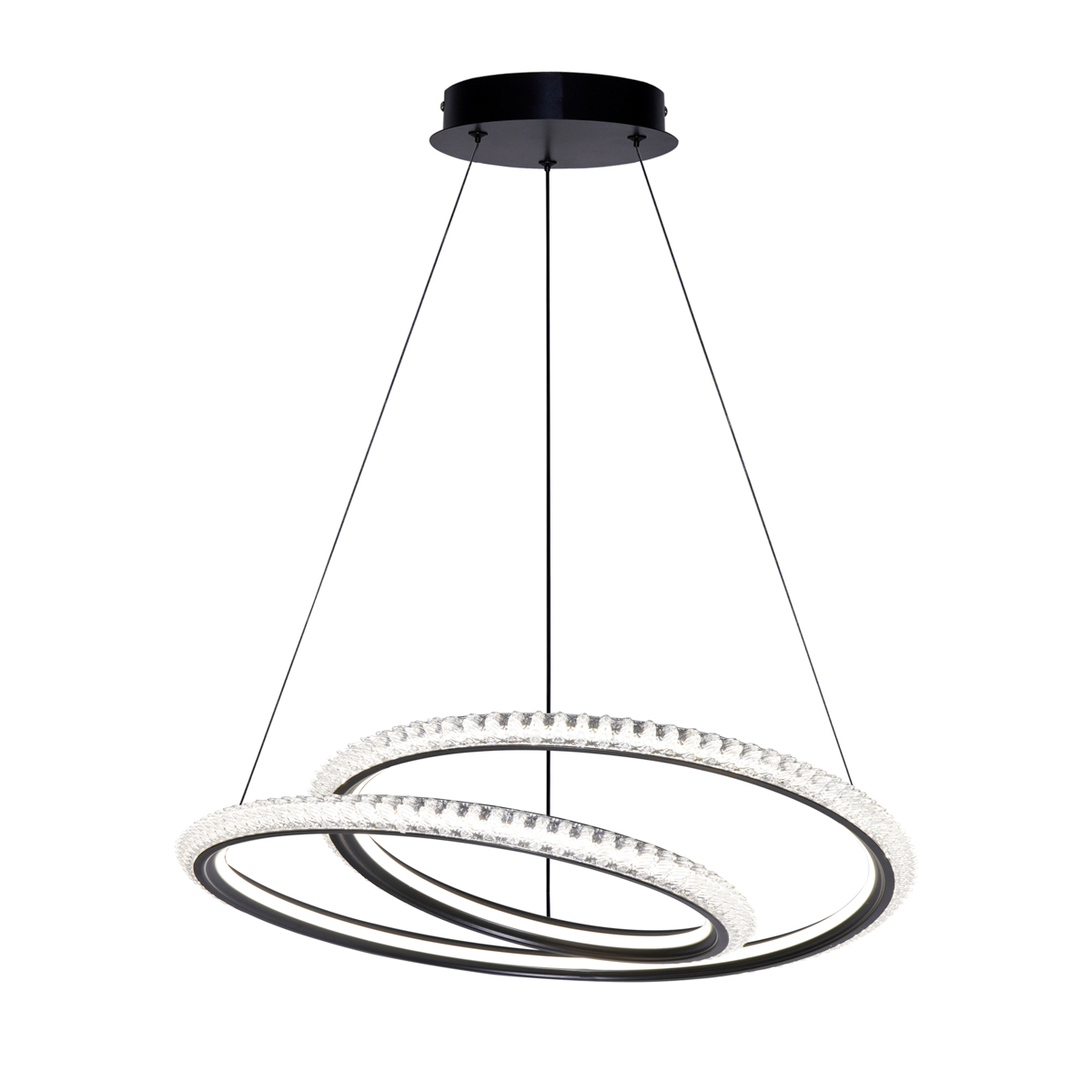 KORTIA lampa wisząca czarna pętla LED 35W CCT klosz imitacja kryształu PND-64873-BK