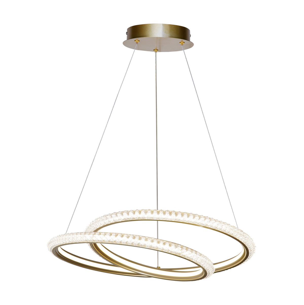 KORTIA lampa wisząca złota pętla LED 35W CCT klosz imitacja kryształu PND-64873-GD