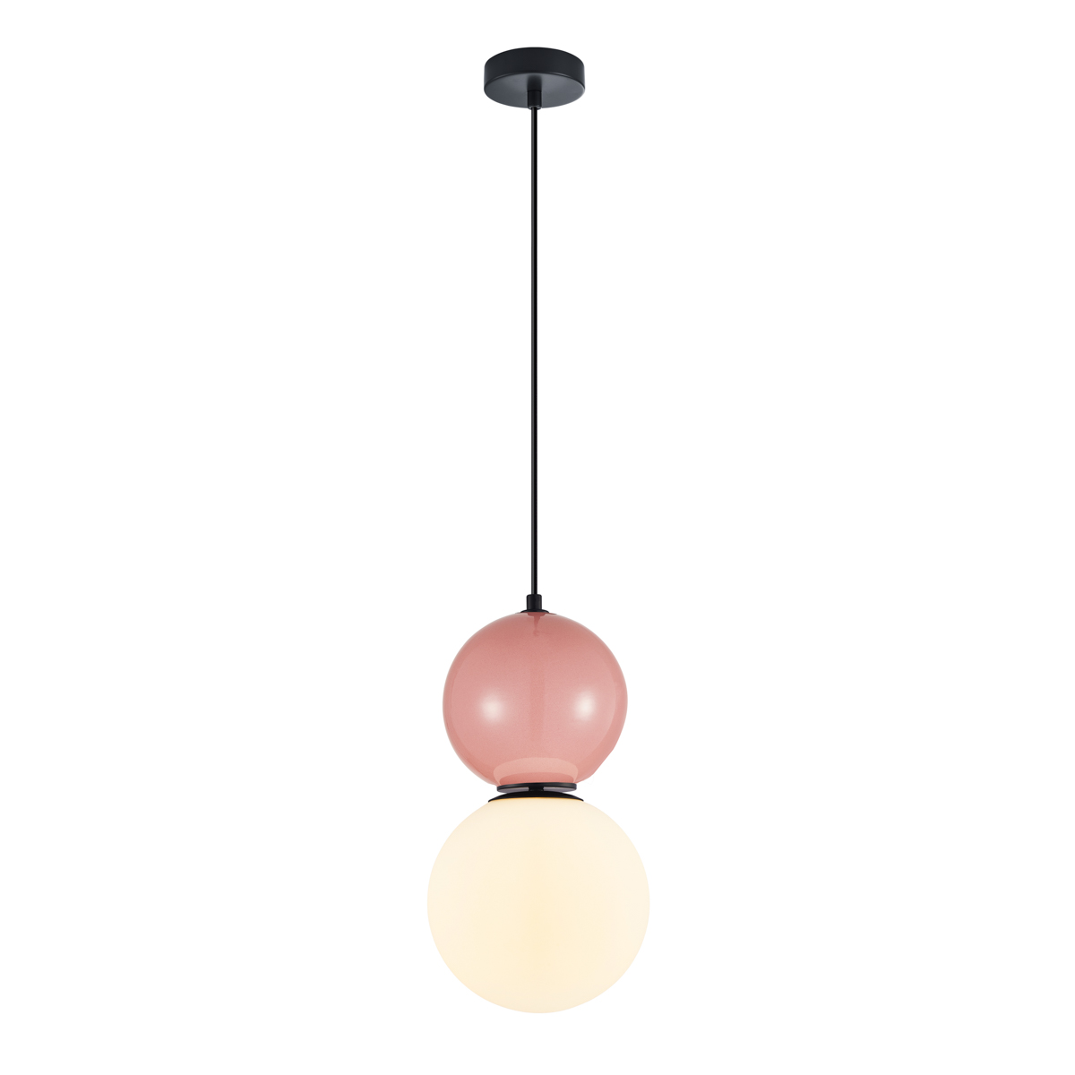 MASTAL lampa wisząca czarna różowa ceramika klosz 20cm biała kula 1xE27 PND-36603-1L-BK-PK