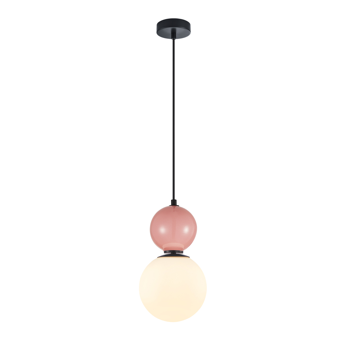 MASTAL lampa wisząca czarna różowa ceramika klosz 18cm biała kula 1xE27 PND-36603-1M-BK-PK