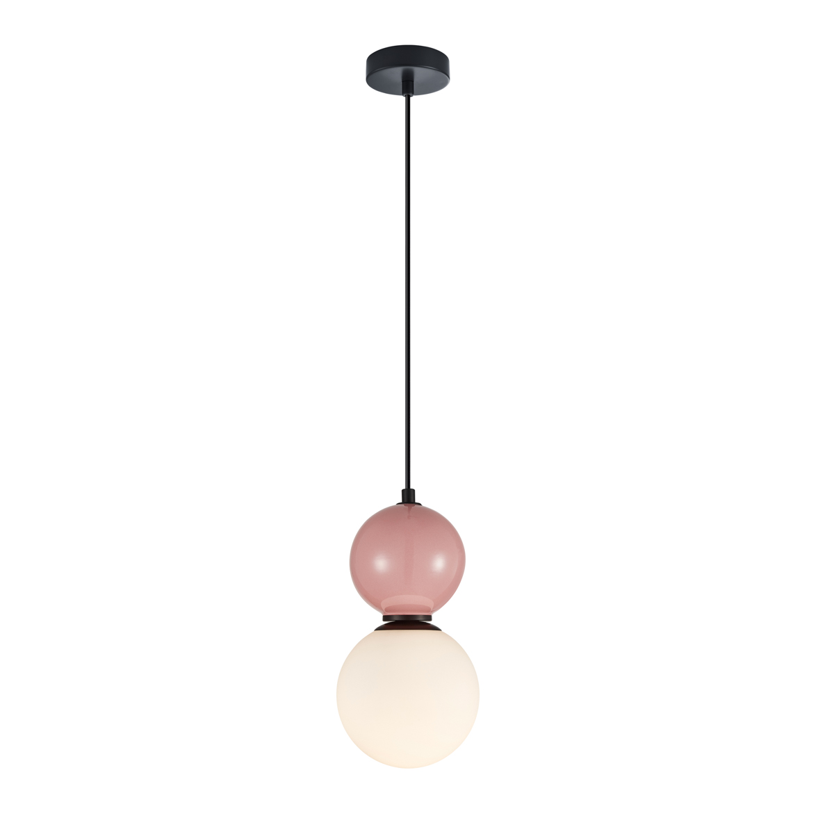 MASTAL lampa wisząca czarna różowa ceramika klosz 15cm biała kula 1xE27 PND-36603-1S-BK-PK