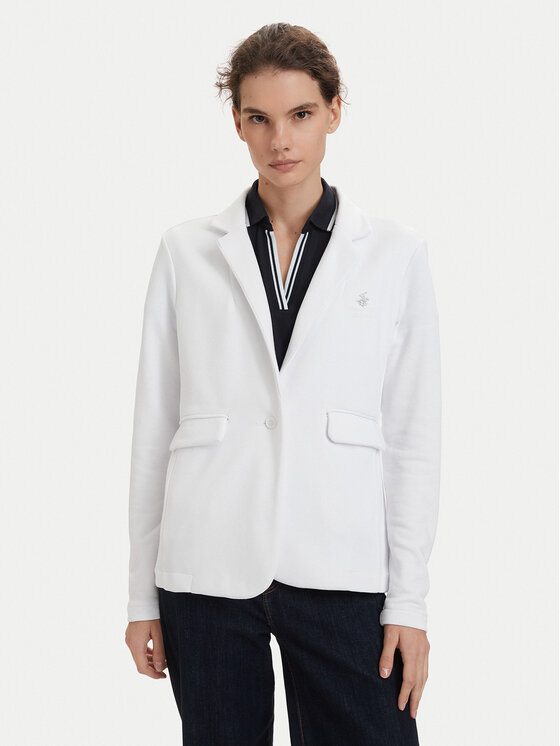 Beverly Hills Polo Club Marynarka P-SS26W-F6547 Biały Regular Fit