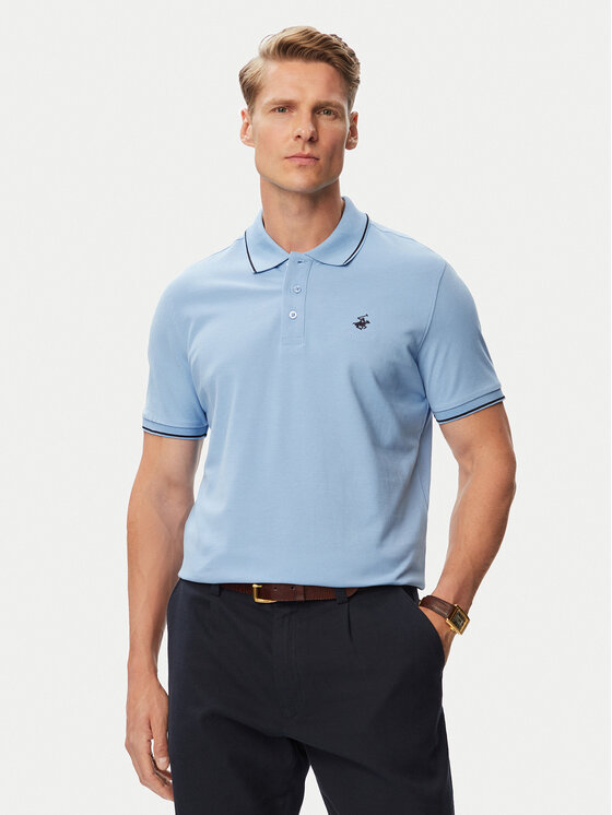 Beverly Hills Polo Club Polo P-SS26M-P42561BBU Niebieski jasny Regular Fit