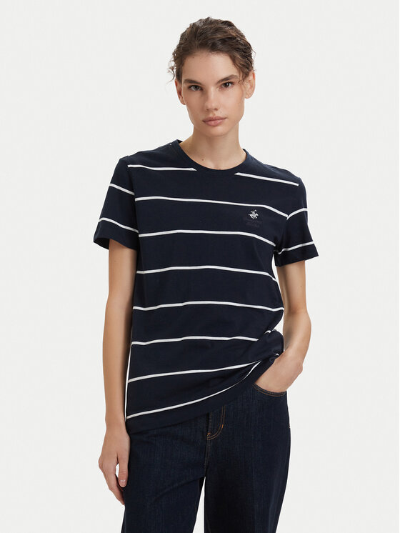 Beverly Hills Polo Club T-Shirt P-SS26W-TS0162 Granatowy Regular Fit