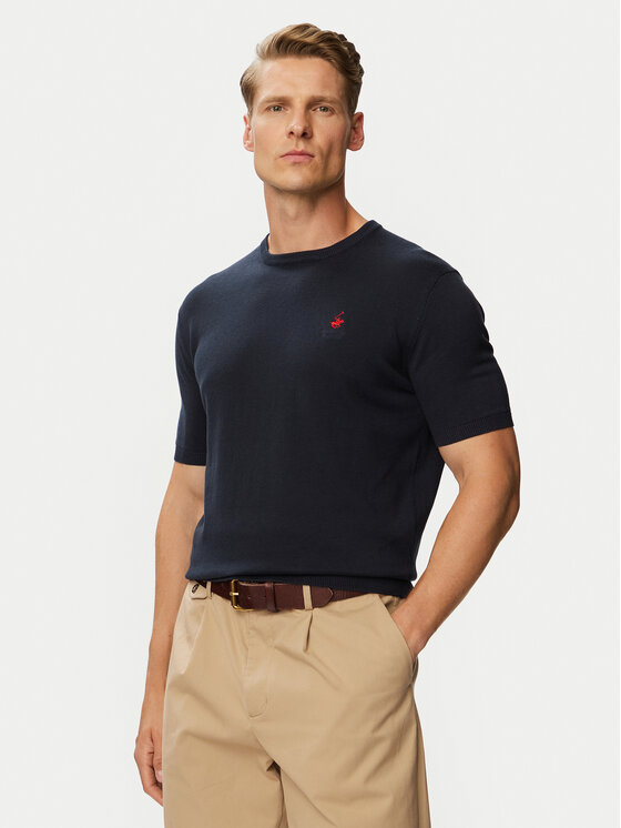 Beverly Hills Polo Club T-Shirt P-SS26M-M436344NVY Granatowy Regular Fit