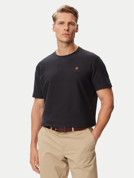 Beverly Hills Polo Club T-Shirt P-SS26M-TS0002 Granatowy Regular Fit