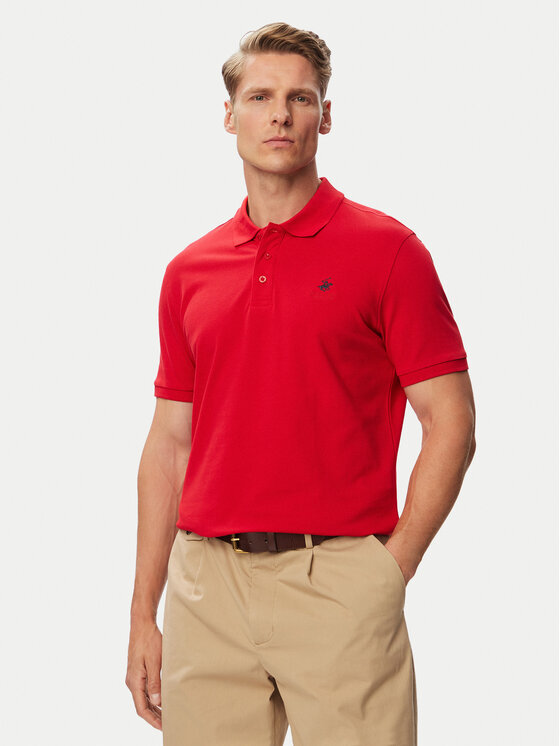 Beverly Hills Polo Club Polo P-SS26M-P42560_Navy LogoWRED Czerwony Regular Fit