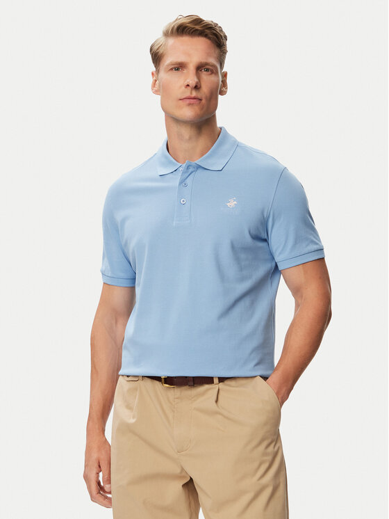 Beverly Hills Polo Club Polo P-SS26M-P42560_Tcx LogoWSKY Niebieski jasny Regular Fit