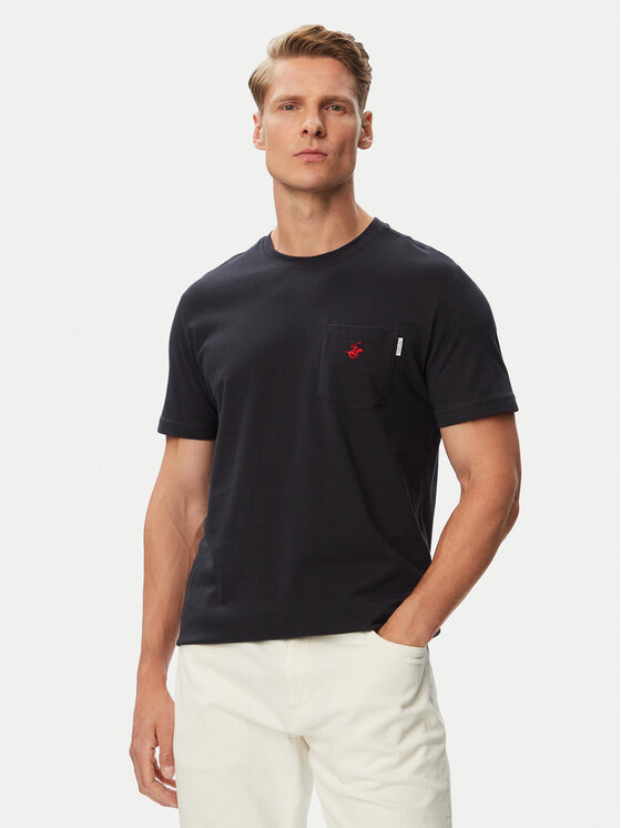 Beverly Hills Polo Club T-Shirt P-SS26M-TS414000 Granatowy Regular Fit