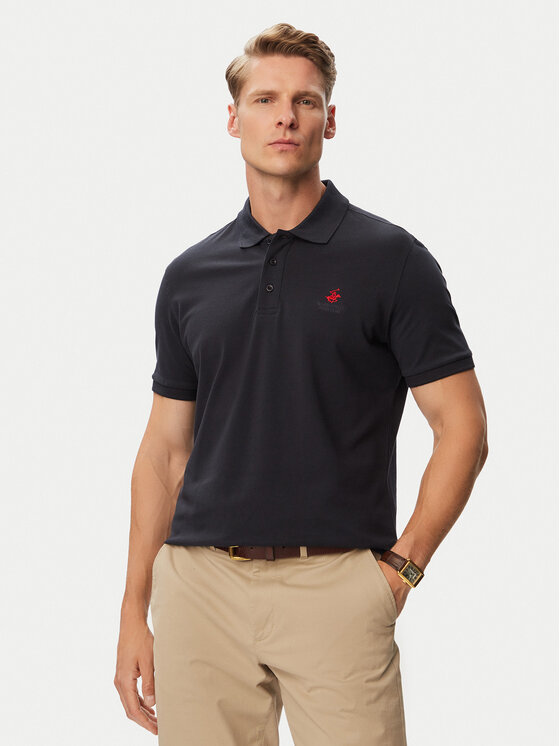 Beverly Hills Polo Club Polo P-SS26M-P42560_Red LogoNVY Granatowy Regular Fit