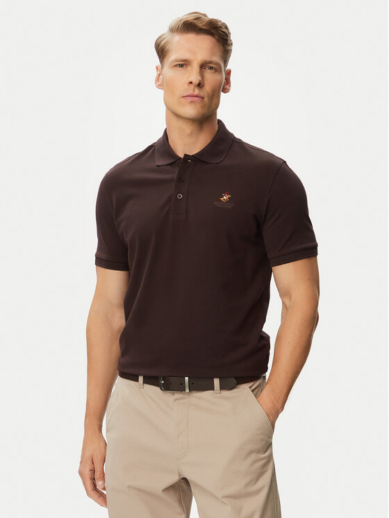 Beverly Hills Polo Club Polo P-SS26M-P4501247 Brązowy ciemny Regular Fit