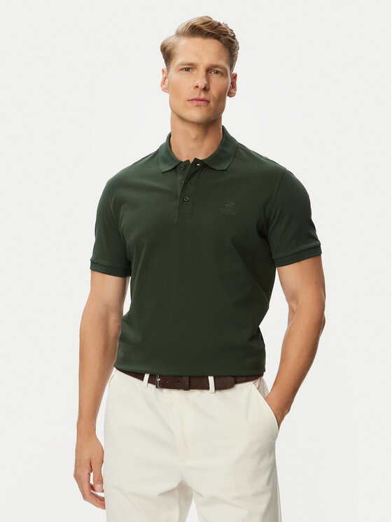 Beverly Hills Polo Club Polo P-SS26M-P42560 Zielony ciemny Regular Fit