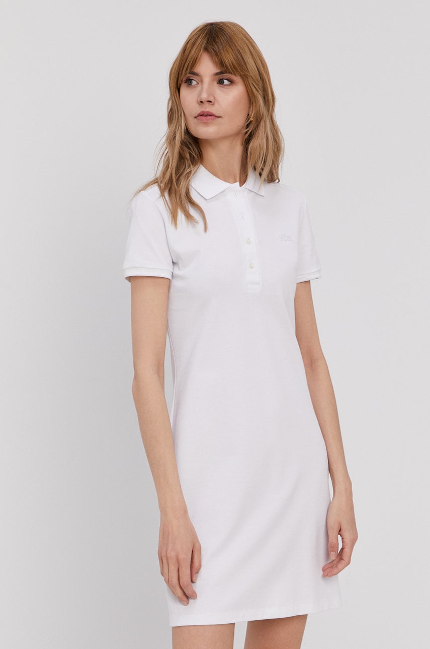 Lacoste sukienka gładka z bawełną