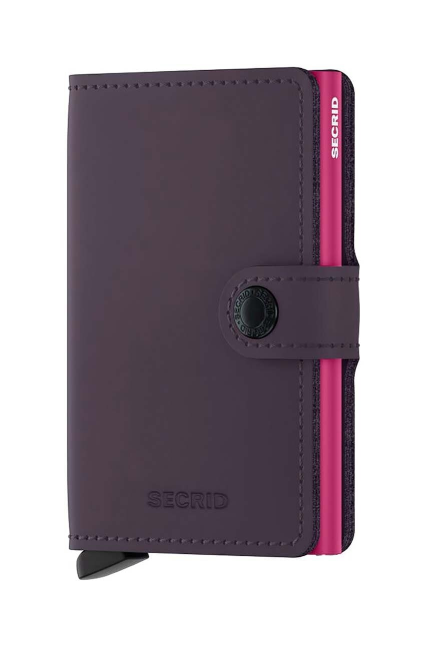 Secrid portfel skórzany Miniwallet Matte Dark Purple-Fuchsia