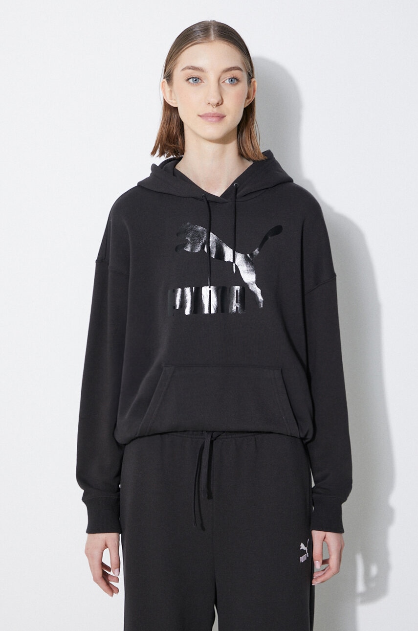 Puma bluza CLASSICS Shiny Logo Hoodie