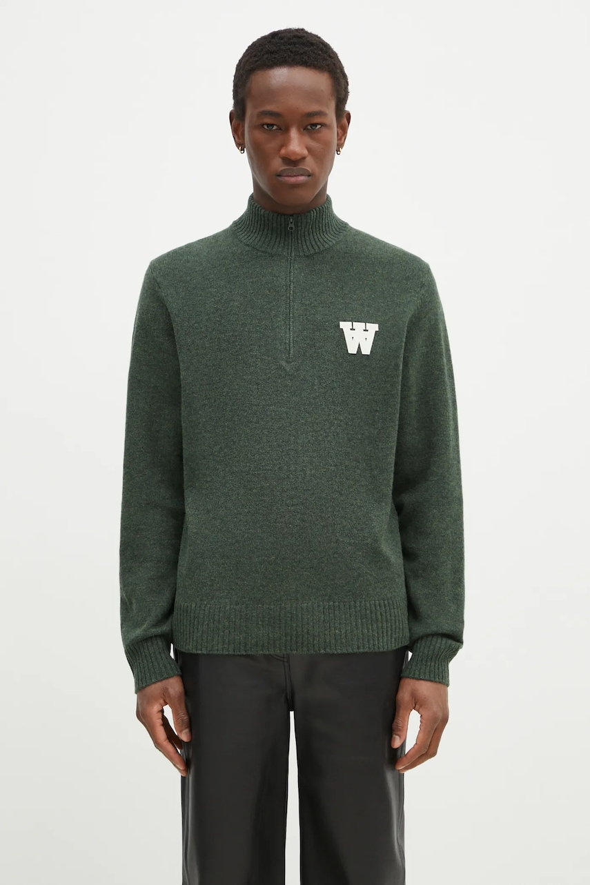 Wood Wood sweter wełniany Blu AA CS Halfzip