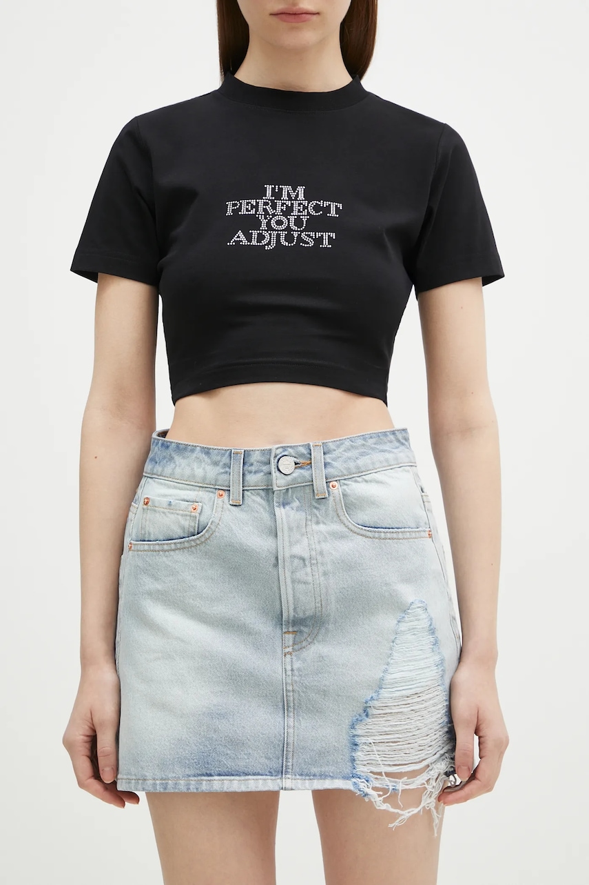 VETEMENTS spódnica jeansowa Destroyed Denim Mini