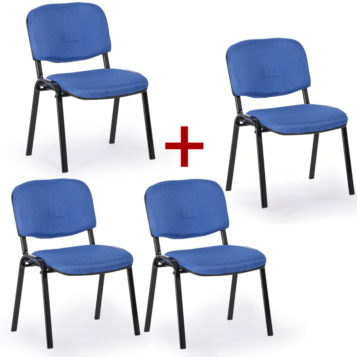 B2B Partner Krzesło konferencyjne VIVA PLUS 3+1 GRATIS - czarne nogi, niebieski