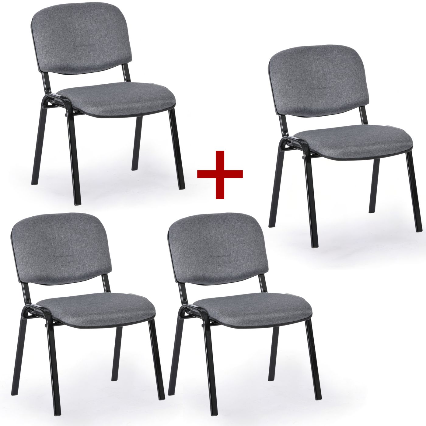 B2B Partner Krzesło konferencyjne VIVA PLUS 3+1 GRATIS - czarne nogi, szare