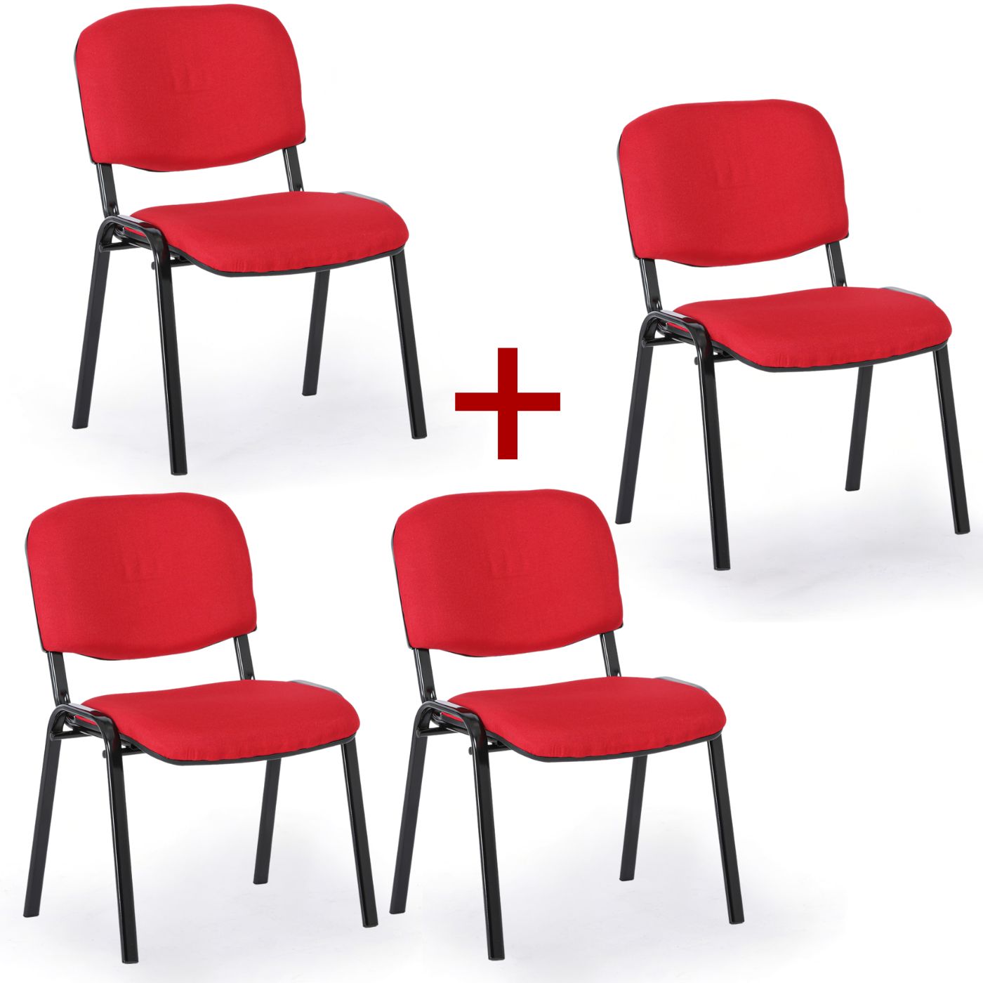 B2B Partner Krzesło konferencyjne VIVA PLUS 3+1 GRATIS - czarne nogi, czerwony