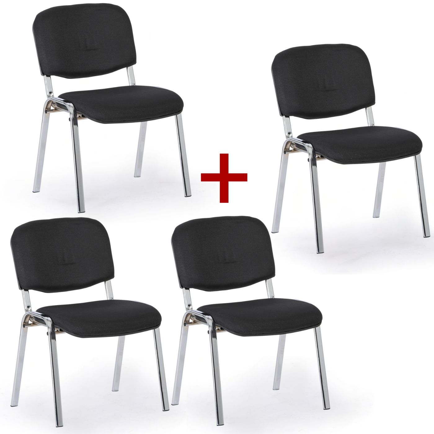 B2B Partner Krzesło konferencyjne VIVA PLUS 3+1 GRATIS - chromowane nogi, czarne