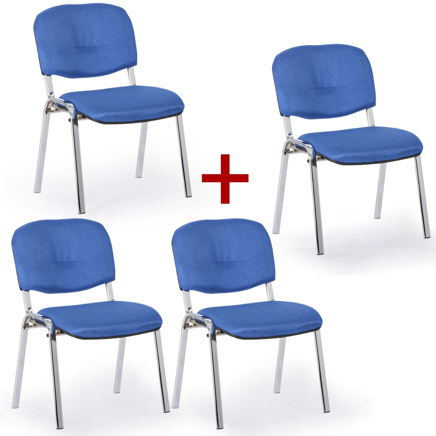 B2B Partner Krzesło konferencyjne VIVA PLUS 3+1 GRATIS - chromowane nogi, niebieski