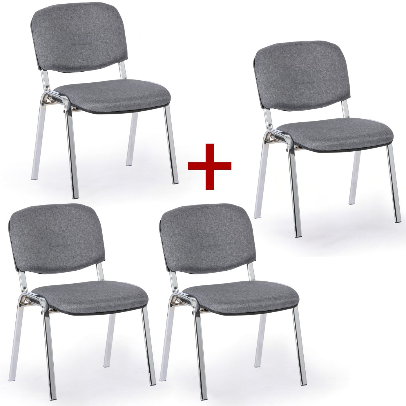 B2B Partner Krzesło konferencyjne VIVA PLUS 3+1 GRATIS - chromowane nogi, szare