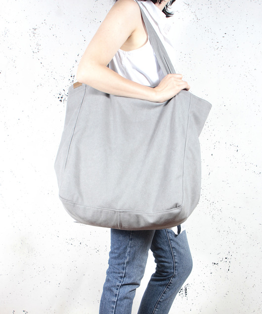 Big Lazy bag torba jasnoszara na zamek / vegan