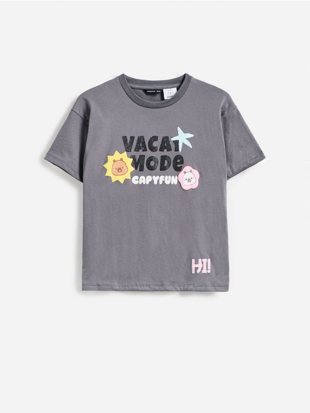 Reserved - T-shirt Kapibara CapyFun - ciemnoszary