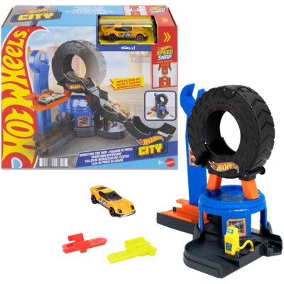 Tor Hot Wheels City Warsztat Rozkładana opona JHL75