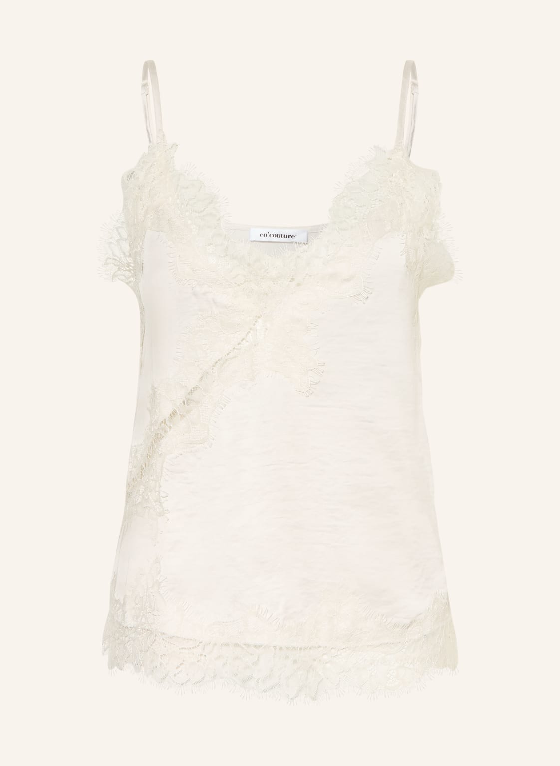 Co'couture Satynowy Top Iduncc Z Koronką weiss