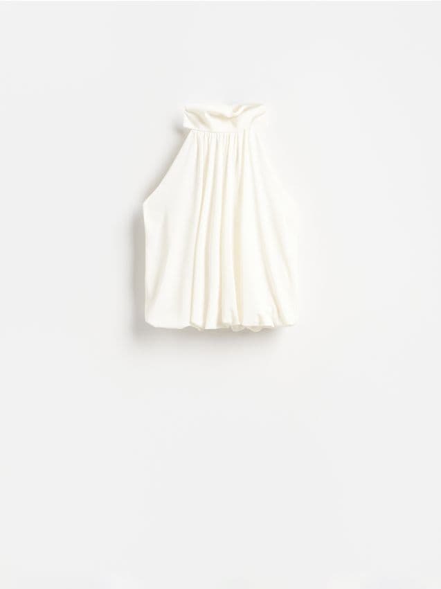 Reserved - Bluzka z dekoltem halter - biały