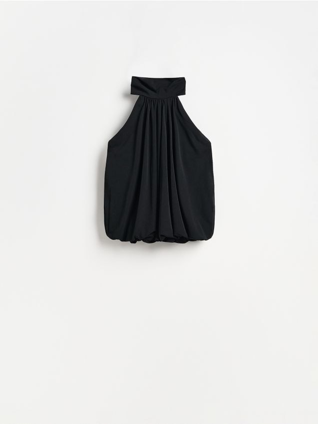 Reserved - Bluzka z dekoltem halter - czarny