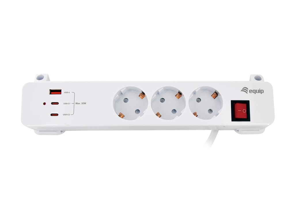 Equip 245556 rozgałęziacz 2 m 3 x gniazdo sieciowe Wewnętrzna Biały