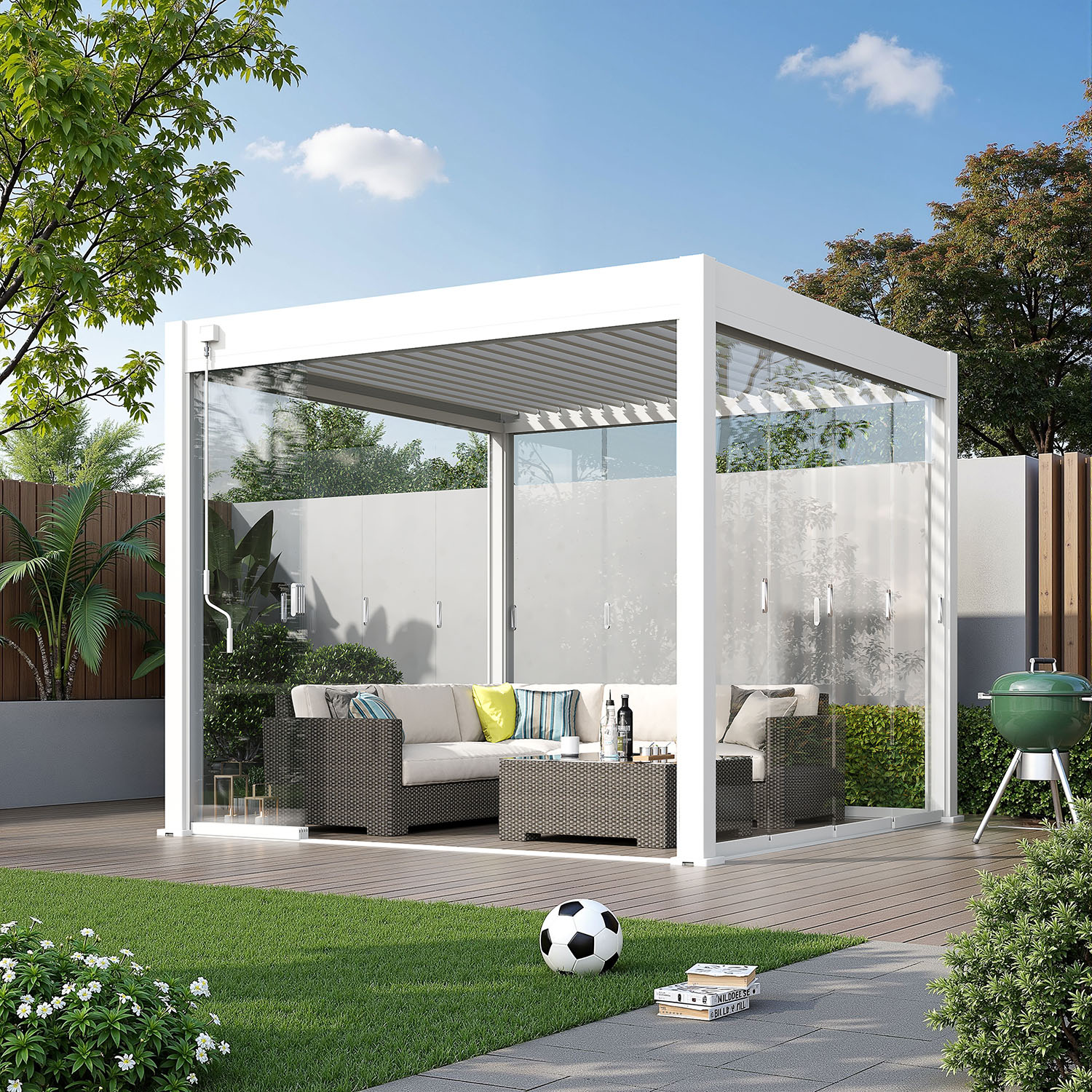 Przesuwny szklany panel do pergoli ELEGANCE/DELUXE/FUSION 3m White - Gutroof
