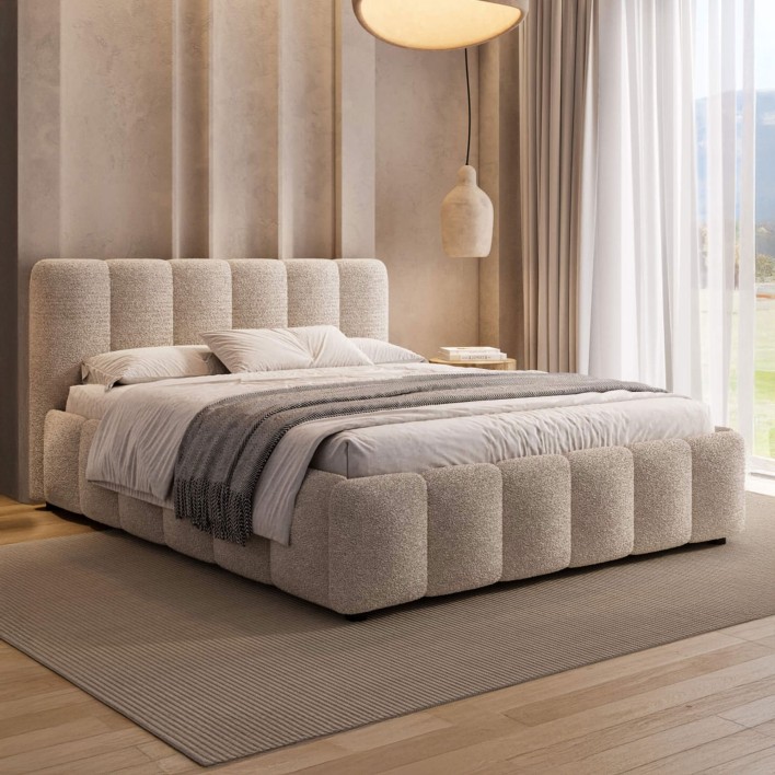 Łóżko tapicerowane z pojemnikiem 4578G 120x200 Boucle Biały #6