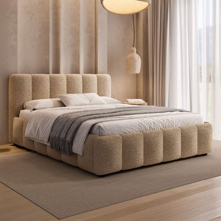 Łóżko tapicerowane z pojemnikiem 4578G 120x200 Boucle Beż #8