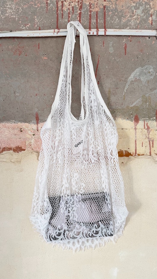 Koronkowa torba shopper NAMINESO SCOOP biała